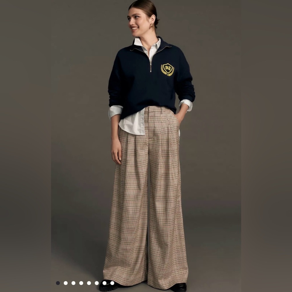 NWTs - Maeve by Anthropologie Avery Plaid wide leg Trousers. Sz6